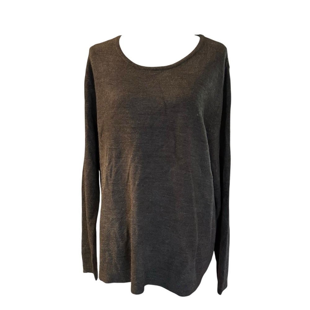 Sag Harbor Scoop Neck Classic Sweater‎ Women’s SZ 2X Graphite Heather Cozy NEW